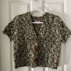 Anthropologie Handknit by Dollie Chunky Button
Down short sleeve Sweater size S